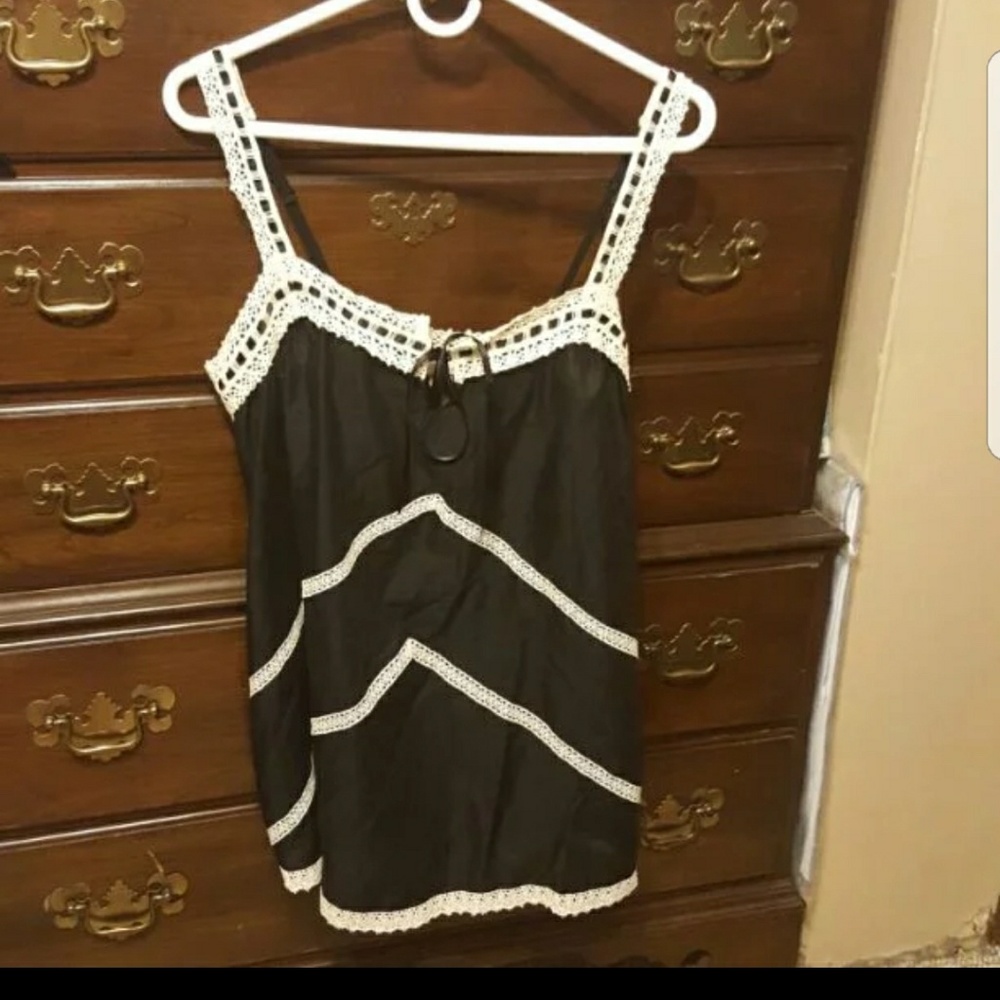 Victoria's Secret Black Camisole with White Lace Trim